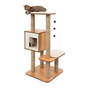 High Base Cat Tower – Walnut Finish