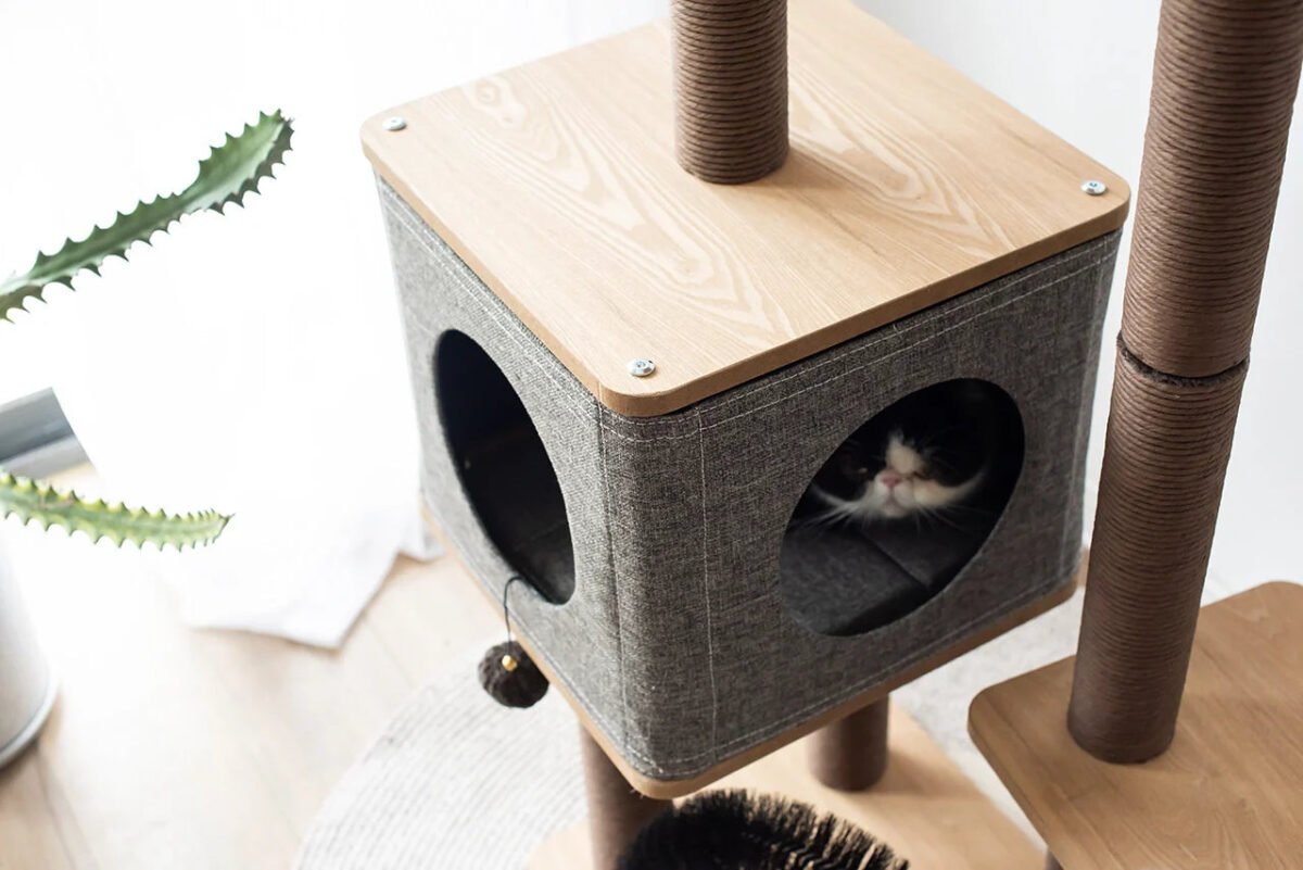 Elevate Minimalistic, Wooden Medium Cat Tower - Image 4