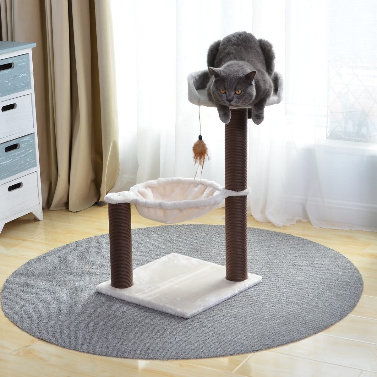 Nirvana Cat Tree with Cat Hammock and Feather Toy - Image 7