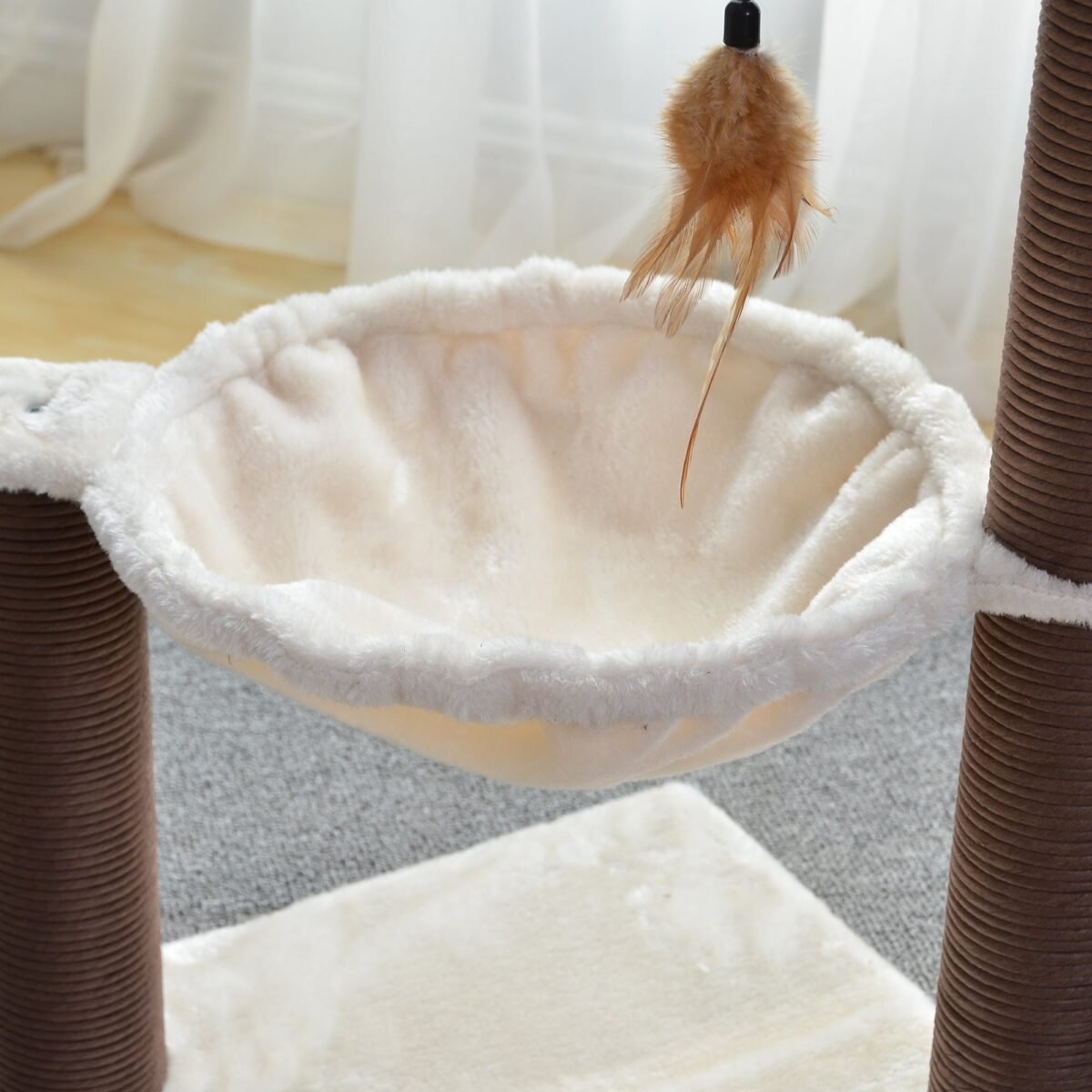 Nirvana Cat Tree with Cat Hammock and Feather Toy - Image 2